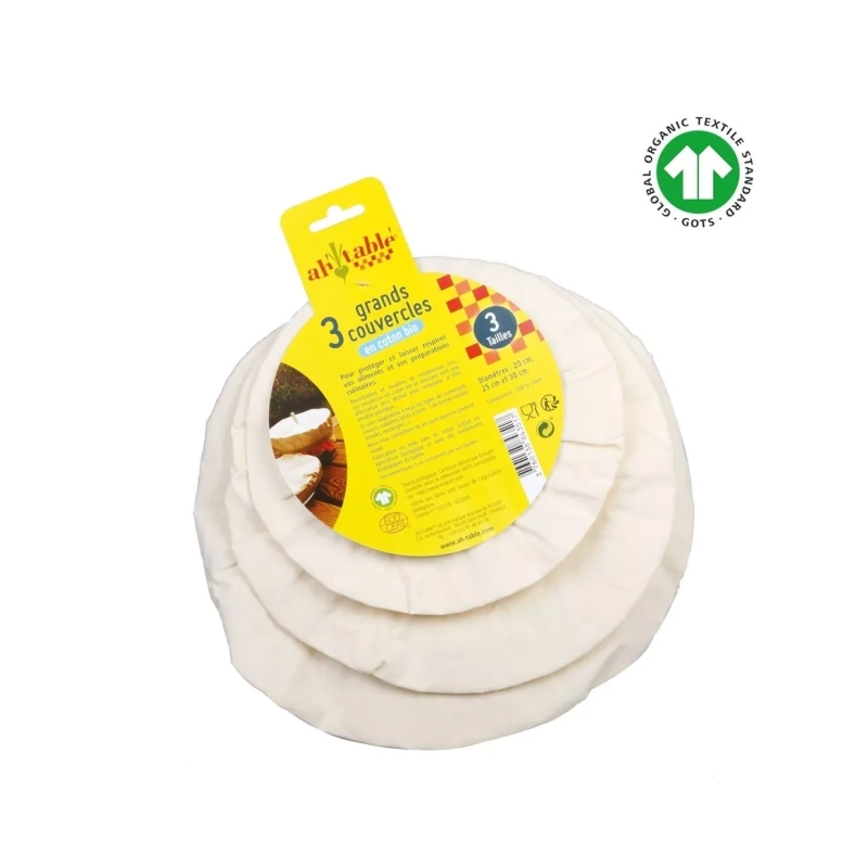 Couvre-plats en coton bio – Lot de 3 tailles  - Ah Table! Ecodis