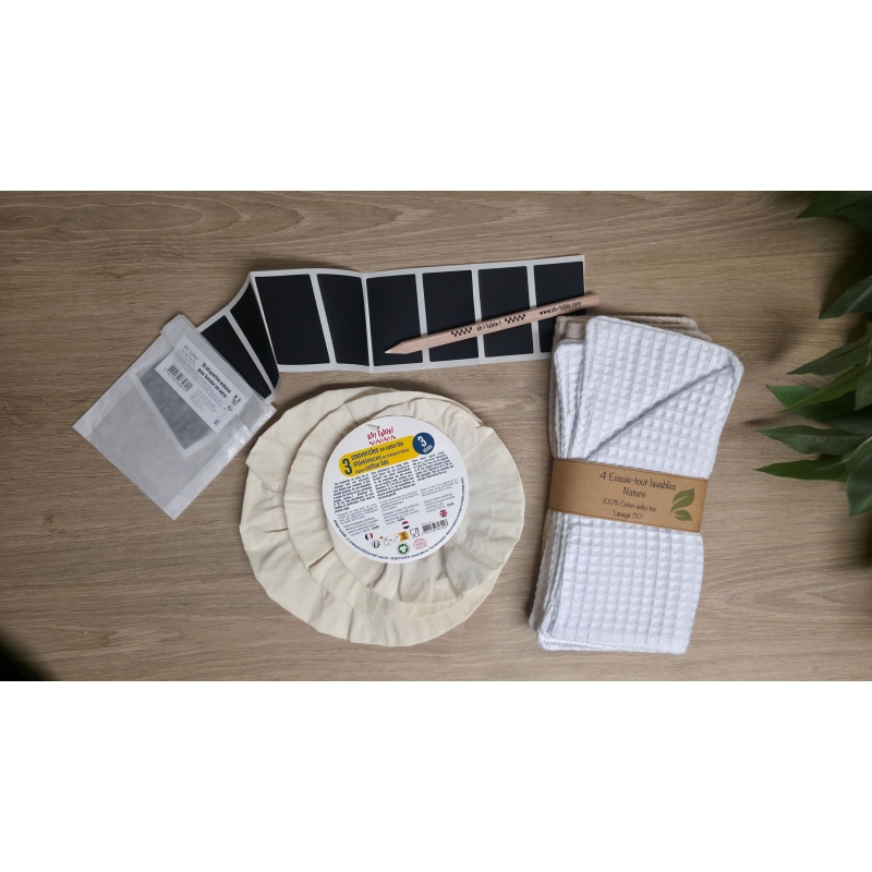 Kit accessoires lavables réutilisables | Organisation cuisine zéro déchet