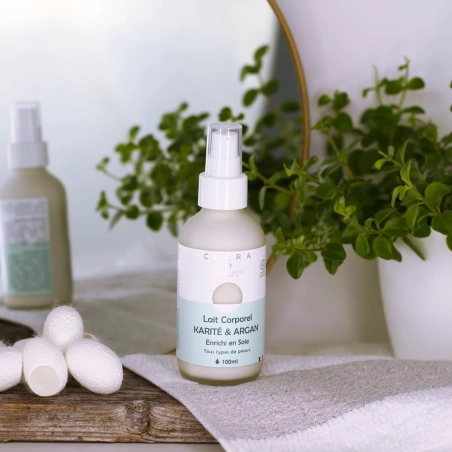 Lait corporel Karité & Argan certifié Bio, enrichi à la Soie - Cerra Cosmétiques