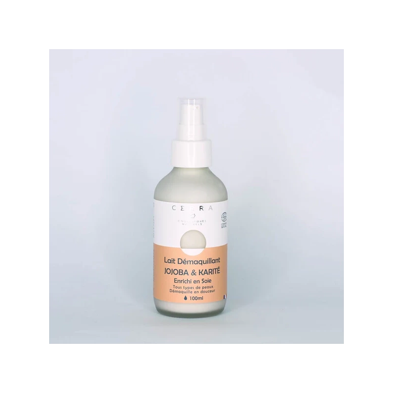 Lait démaquillant Jojoba & Karité certifié naturel – Enrichi à la soie - Cerra Cosmétiques