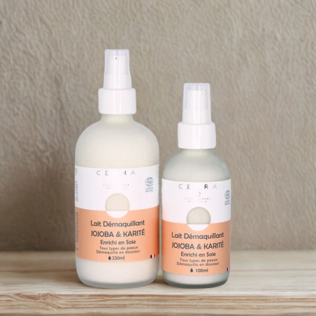 Lait démaquillant Jojoba & Karité certifié naturel – Enrichi à la soie - Cerra Cosmétiques