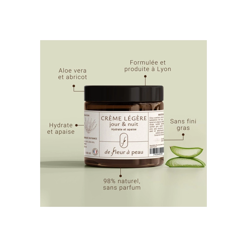 Crème visage légère jour & nuit | Hydrate et apaise - MyCosmetik