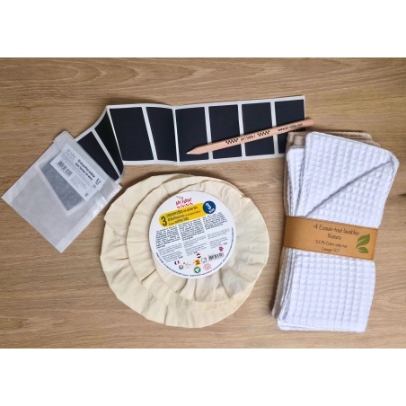 Kit accessoires lavables réutilisables | Organisation cuisine zéro déchet