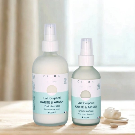 Lait corporel Karité & Argan certifié Bio, enrichi à la Soie - Cerra Cosmétiques