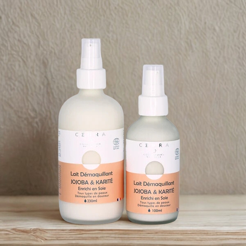 Lait démaquillant Jojoba & Karité certifié naturel – Enrichi à la soie - Cerra Cosmétiques