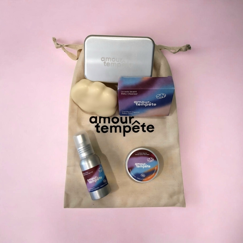 Pack soin bébé naturel voyage cadeau naissance  Amour Tempête | EticStories
