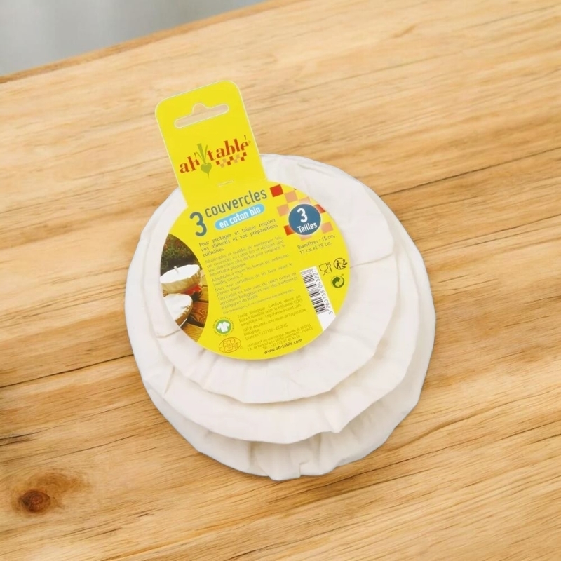 Couvre-plats en coton bio – Lot de 3 tailles  - Ah Table! Ecodis