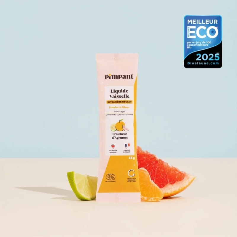 Éco-recharge liquide vaisselle poudre naturelle Ecocert Pimpant |EticStories