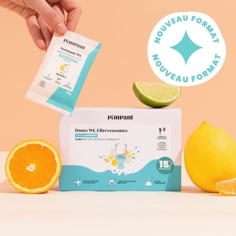 Nettoyant WC naturel 3-en-1 poudre Ecocert fosse septique Pimpant | EticStories