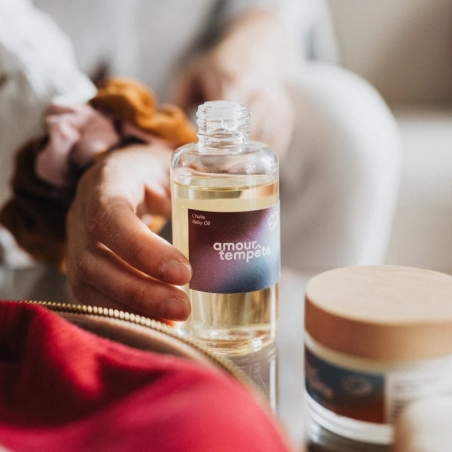 Huile bébé nourrissante pour massage, bain et soin - dès la naissance - Amour Tempête