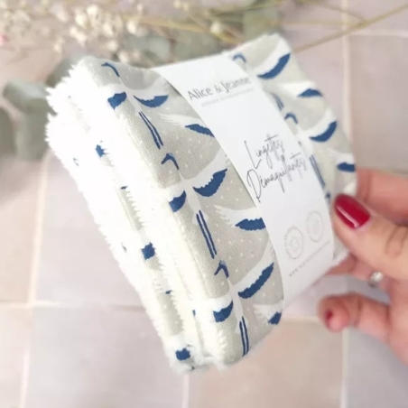 Lingettes démaquillantes lavables, lot de 5 - Alice et Jeanne