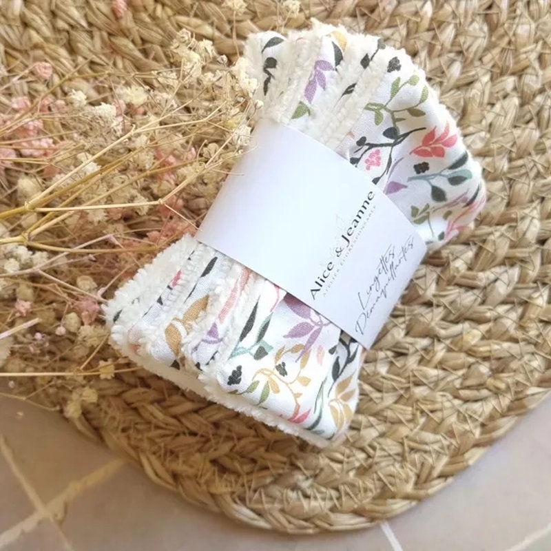 Lingettes démaquillantes lavables, lot de 5 - Alice et Jeanne