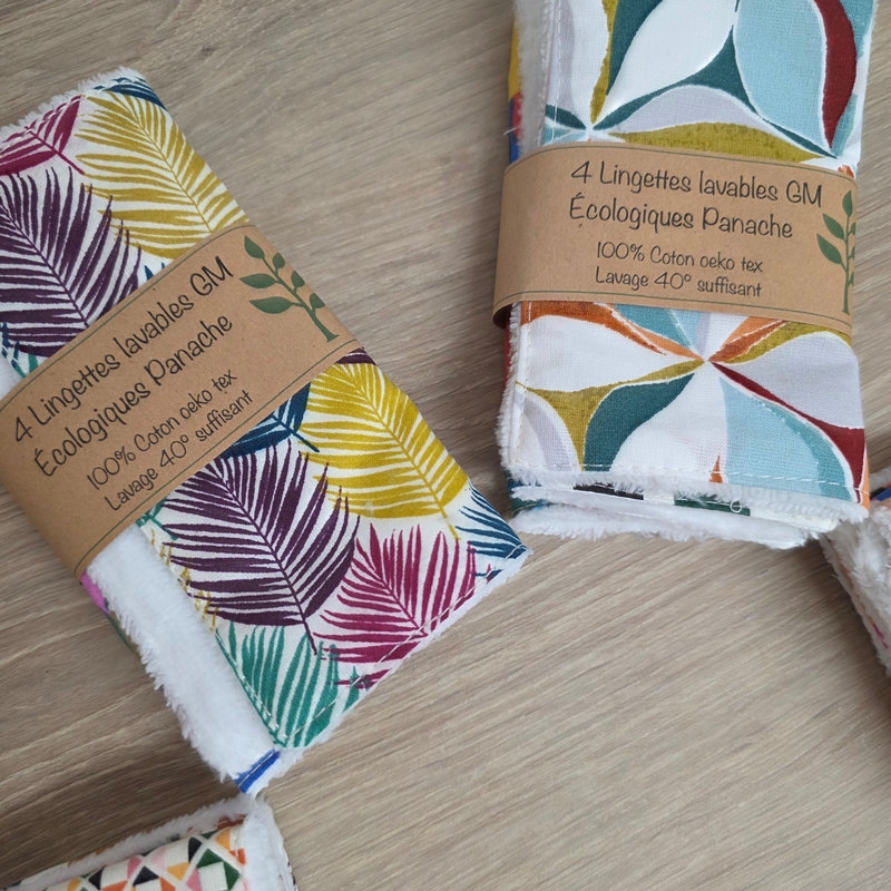 Lingettes démaquillantes lavables " Panache ", lot de 4 - Emmanuel Création