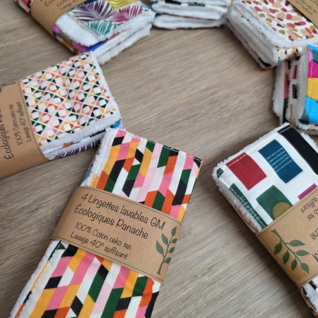 Lingettes démaquillantes lavables " Panache ", lot de 4 - Emmanuel Création