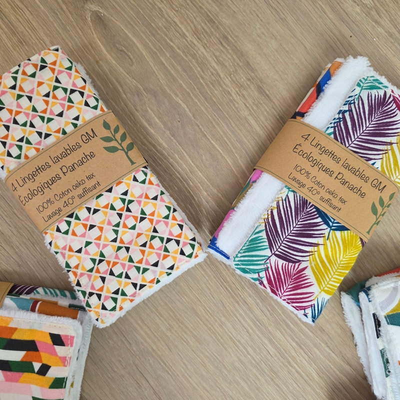 Lingettes démaquillantes lavables " Panache ", lot de 4 - Emmanuel Création