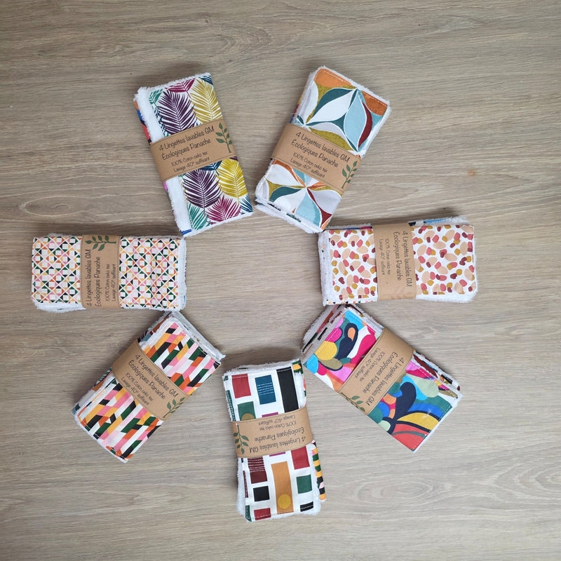 Lingettes démaquillantes lavables " Panache ", lot de 4 - Emmanuel Création