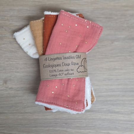 Lingettes démaquillantes lavables "Doux rêves", lot de 4  - Emmanuel Création